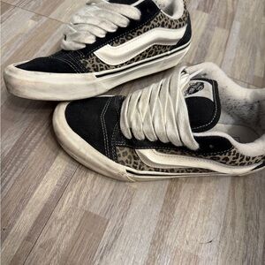 Vans Black and Leopard Print Sneakers